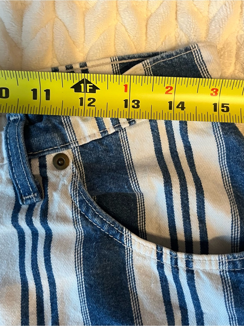 Northcrest Vintage Women Blue and White Stripe High-Waist Bermuda Shorts Size 14 - Picture 10 of 15